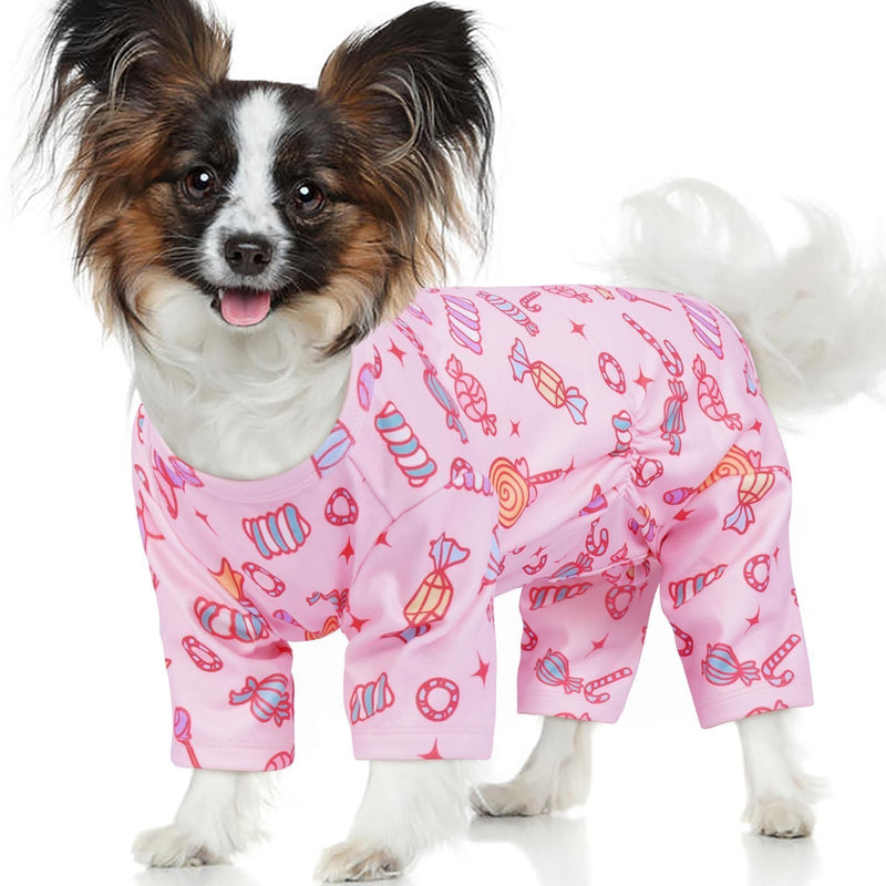 Medium Dog Onesie for Small Breeds – Cute Cozy 4-Leg Pajamas | Jumpsuit with Belly Wrap,Protects Skin & Reduces Shedding,Soft Comfort Clothes for Daily Wear,Pink 01# Pink Candy Medium(13-17lbs) - PawsPlanet Australia