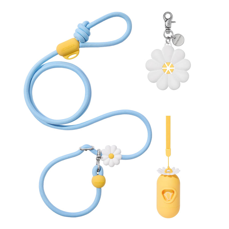 VETRESKA Hands-Free Dog Leash, 8FT Adjustable Rope Leash for Medium Large Dogs, Waist/Crossbody Slip Lead Leashes for Walking, No Pull Dog Leashes with Bag Dispenser, Clip, 3 in 1 Walk Kit (Daisy) Daisy Blue - PawsPlanet Australia