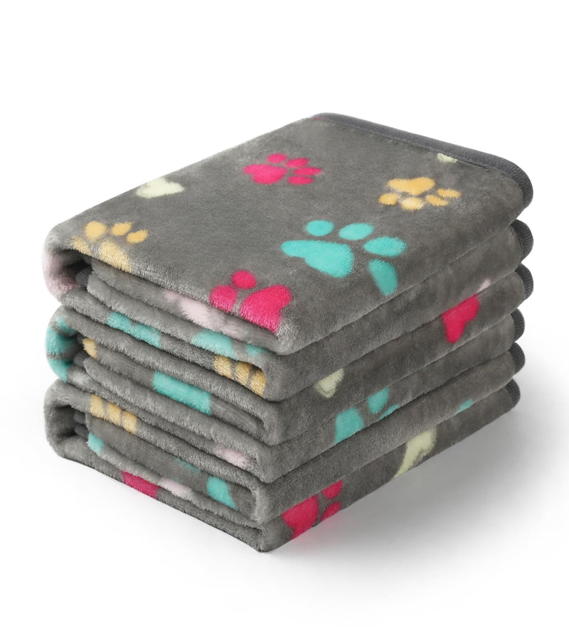 Luciphia 1 Pack 3 Blankets Fluffy Premium Fleece Pet Blanket Flannel Paw Bone Printed Throw for Dog Cat(Medium 30"x20", Grey) 30x20 inch (Pack of 3) Grey Bone - PawsPlanet Australia