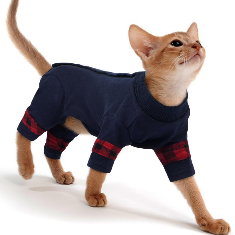 PUMYPOREITY Comfy Cat Pajamas, Versatile Cat Shirt for All-Day Wear, Soft Stretchy Sweater with Back Snap for Easy Wear, Breathable Recovery Suit for Surgery Recovery, L, Blue Large - PawsPlanet Australia