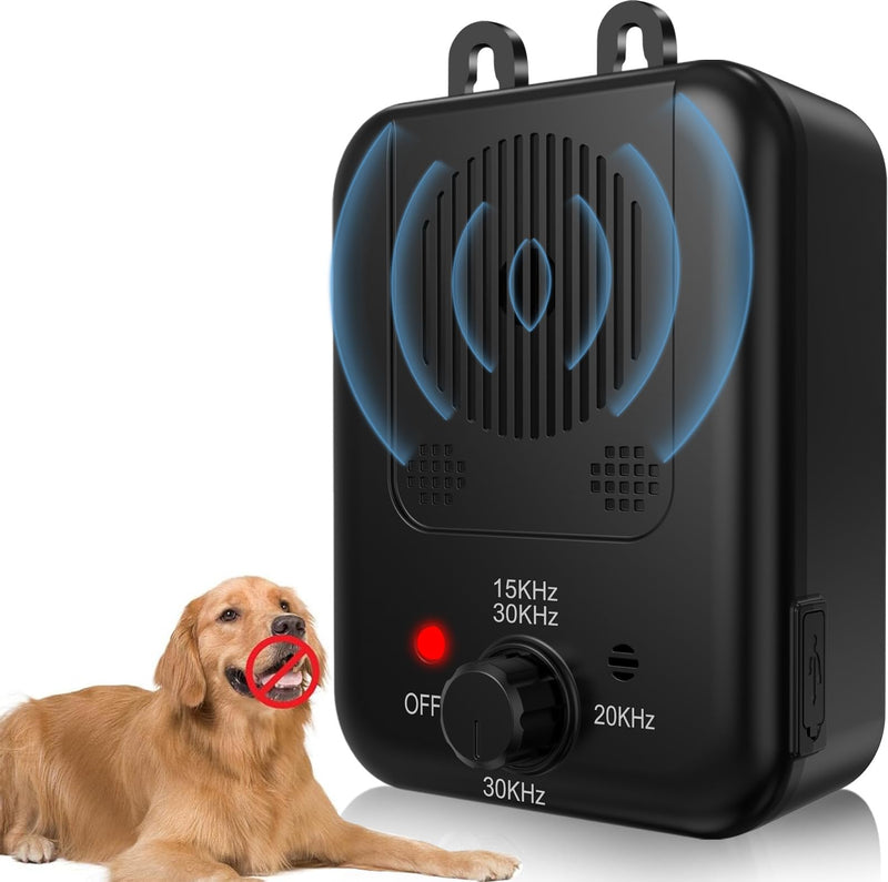 Anti Barking Device, Rechargeable Dog Barking Control Devices Sonic Bark Deterrent Devices Ultrasonic Anti bark Device for Dogs with 3 Modes, Dog Barking Silencer Indoor Outdoor K4 Black