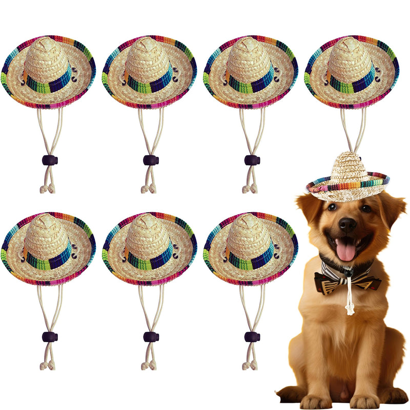 8 Pcs Pet Sombrero Hats Mini Sombrero Cap Cinco de Mayo Fiesta Hat Small Mexican Straw Hat for Puppy Dogs Cats Fiesta Party Decorations - PawsPlanet Australia