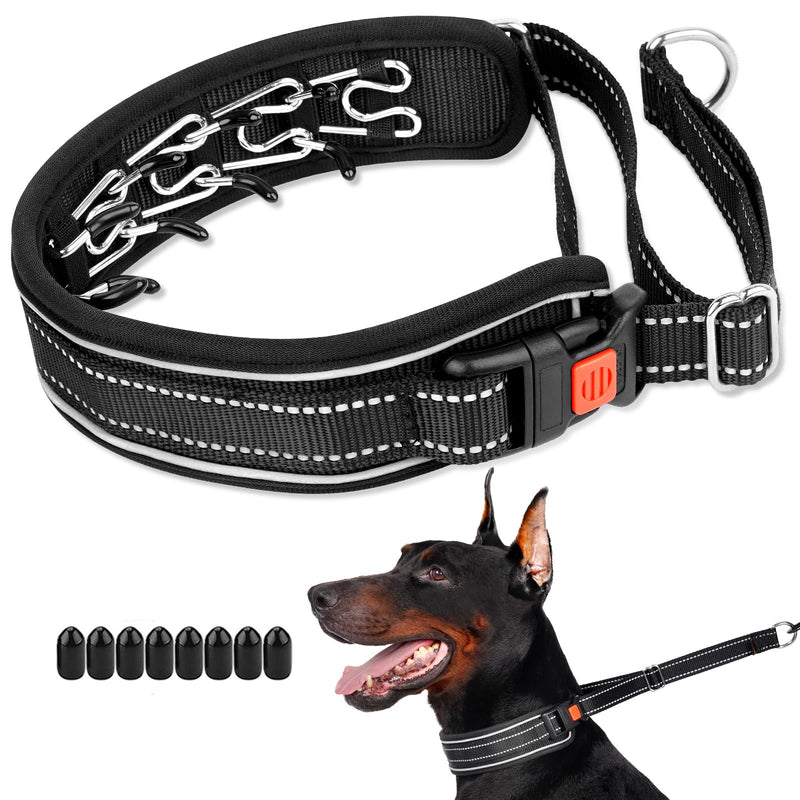 Mayerzon Martingale No Pull Dog Collar, Reflective Walking Collar for Large Medium Dogs Pitbull Belgian Malinois Doberman That Pull, Anti Pull Dog Collar with Buckle for Training Hunting Black (Beaded Reflective) Large,3mm,15"-22"Neck - PawsPlanet Australia