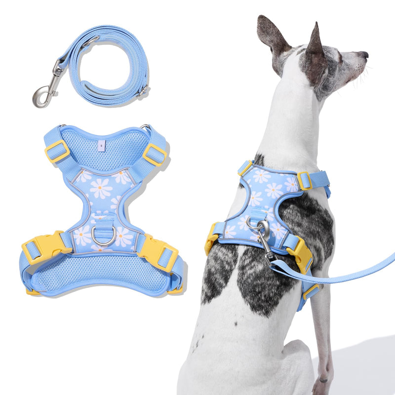 VETRESKA Dog Harness for Small Medium Dogs No Pull, Puppy Harness and Leash Set Adjustable Reflective No Choke Pet Vest Easy Control Harness for Dogs/Cats with Anti-Tangle Dog Leash, Daisy S - PawsPlanet Australia