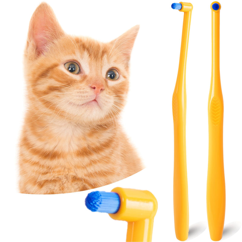 Cat Toothbrush Tuft Head, Small Dog & Puppy Tooth Brushing Kit, Mini Head Teeth Brush for Kitten & Tiny Pet, Doggy Toothbrushes Deep Dental Cleaning, 2 PCS - Orange Tuft Head - Detailed Dental Care - PawsPlanet Australia