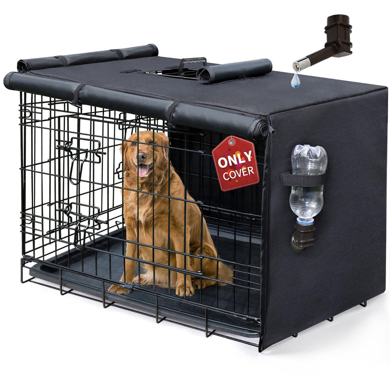 DONORO Dog Crate Cover, Waterprooft Pet Kennel Cover 600D Heavy Duty Dog Cage Cover Universal Fit for Most Wire Pet Crates (Black, 30.0" L x 19.0" W x 21.0" H) 30.0"L x 19.0"W x 21.0"H Black - PawsPlanet Australia