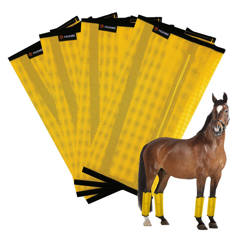 Horse Fly Boots, Breathable Mesh Protection Set of 4, Comfortable Pony Leggings, Breathable Mesh Design, Equines Supplies for Reduce Stomping, Hoof Damage & Leg Fatigue (Yellow, Medium) Yellow Medium (For 13.5-14.5 hands small horse) - PawsPlanet Australia