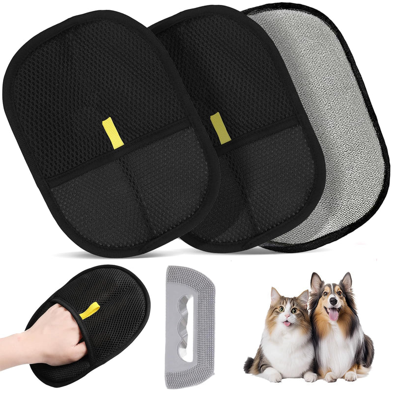 2 Pcs Static Pet Hair Removal Gloves,electrostatic Pet Hair Remover, Reusable Double Sided Cat Dog Grooming Gloves Tool for Couch,Furniture, Carpet, Car Seat