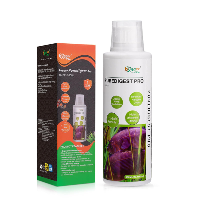 hygger Aquarium Water Bio-Clarifier, Reducing Fish Waste and Cleaning Organic Sludge, Natural Fish Tank Aquarium Leave-in Waste Management Solution for Freshwater and Saltwater Tanks, 300 ML - PawsPlanet Australia