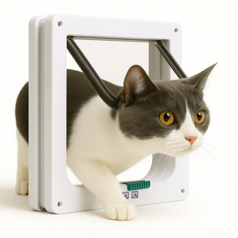Extra Large Cat Door with 4-Way Lock (Outer Size 11"x9.8"), Weatherproof Flap for Cats & Small Dogs up to 25.5 lbs, White - PawsPlanet Australia