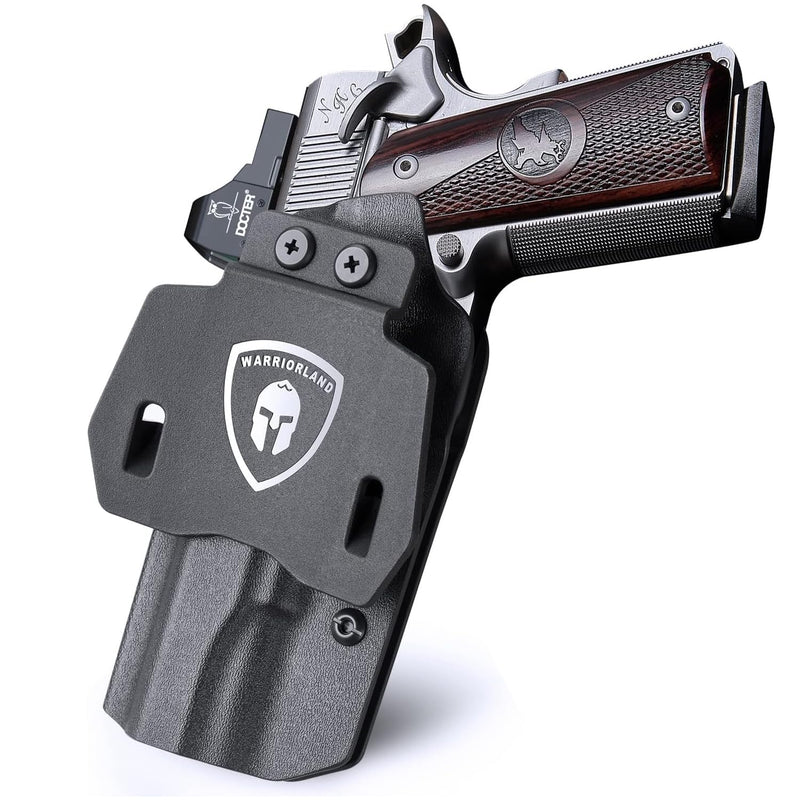 WARRIORLAND OWB Kydex Holster with Optic Cut, Select Fit for Glock 17/19/19X/ 43/43X MOS, No Rail 1911, Hellcat/Hellcat Pro, Taurus G2C/G3C, Shield Plus/EZ, P320/P365/P226 &More, 1.75" Paddle Holster No-Railed 1911 5" (Colt/Kimber/RIA/Ruger/Tisas...)