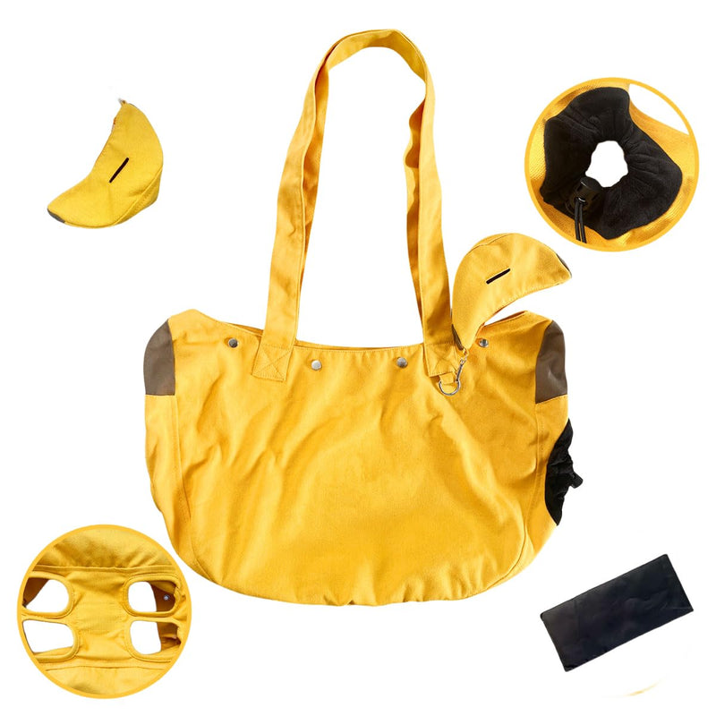 SNOWLOVE Pet Carrier Tote Bag, Yellow Canvas with Dog Design, Large Capacity Shoulder Bag with Accessory Pouch - PawsPlanet Australia