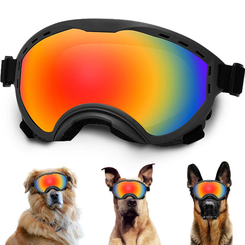Dog Sunglasses with Adjustable Strap, UV Protection, Winproof Puppy Sunglasses, Suitable for Dogs Eyes Protection,Soft Dogs Goggles Large Black Frame Colored Lenses - PawsPlanet Australia
