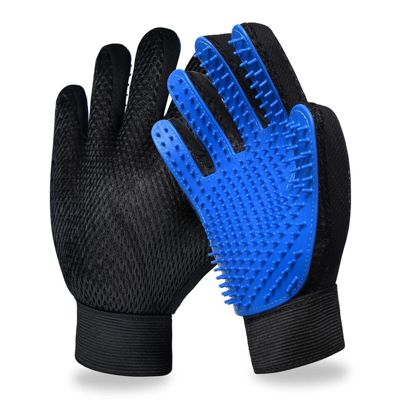 Enhanced Pet Grooming Gloves – Gentle Deshedding Brush for Dogs, Cats & Horses with Long or Short Hair – 1 Pair (Blue) for Efficient Hair Removal & Massage - PawsPlanet Australia