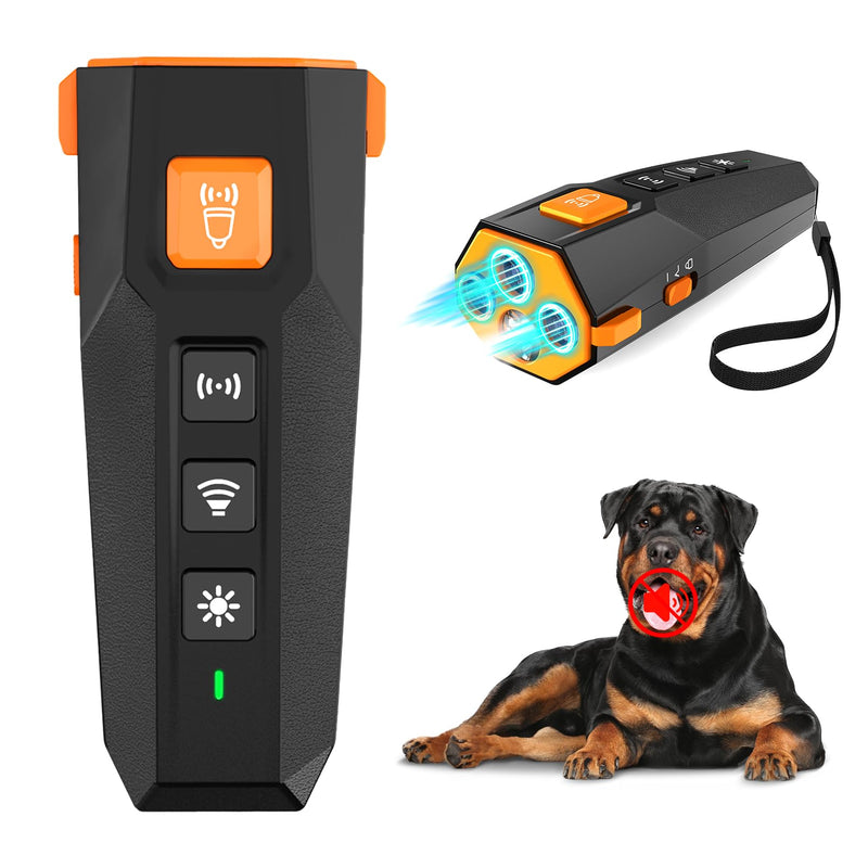 Dog Bark Deterrent Device Ultrasonic Anti-Barking Devices with 3X Sonic Emitters Indoor Outdoor Use Rechargeable Safe for Dogs Training(Black)