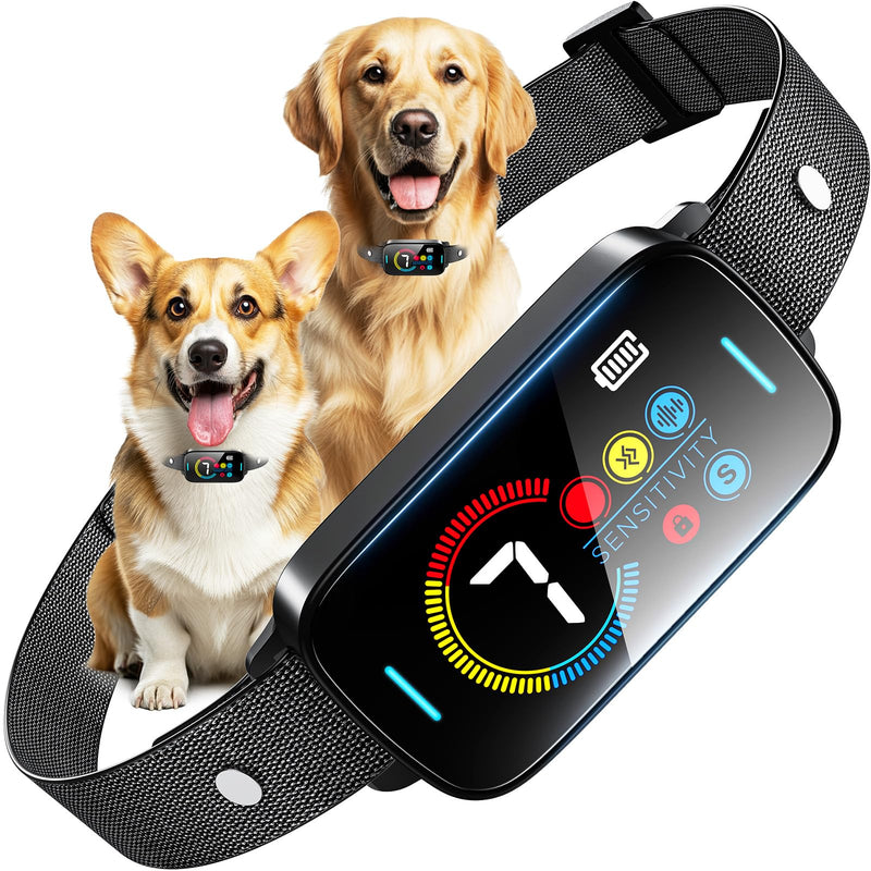 Ultrasonic Smart Bark Collar for Large Medium Small for Dogs Automatic Anti Barking Training Collar Rechargeable Bark Collar with Waterproof Vibration and Beep 7 Sensitivity Black - PawsPlanet Australia