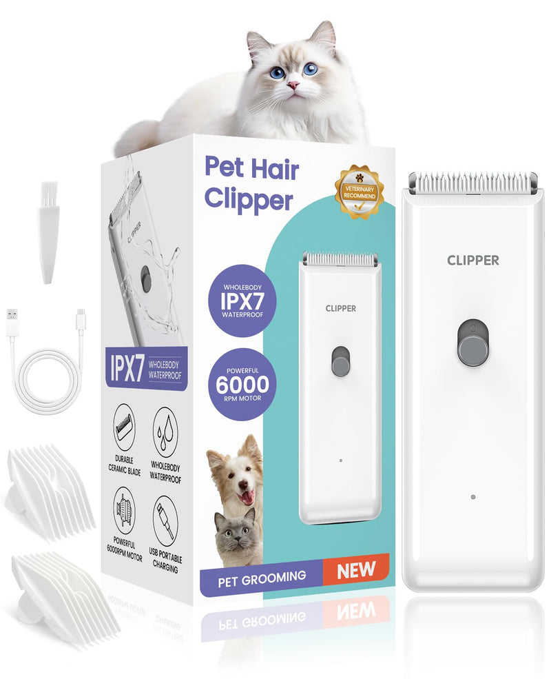 Upgrade Home Professional Dog Grooming Kit Clipper for Matted & Long Hair, Cordless Pet Shaver Low Noise USB Rechargeable for Cats, Small&Medium Dogs, Handy Pet Hair Grooming Trimmer, White Rk005-white - PawsPlanet Australia