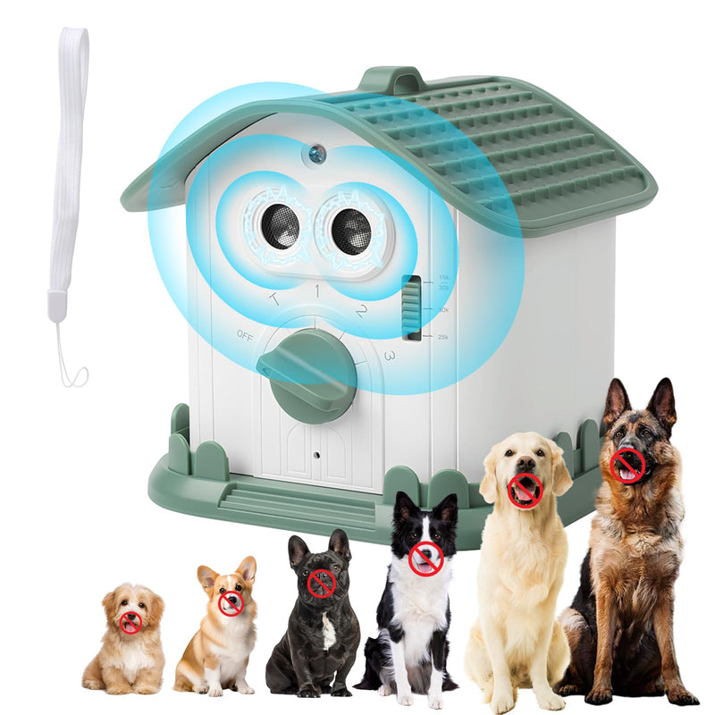Anti Barking Device for Dogs, Ultrasonic Dog Bark Deterrent Devices with 3 Modes, 50Ft Range Stop Barking Control Devices for Dog Training in Outdoor Indoor, 1200mAh Rechargeable, Waterproof Green House