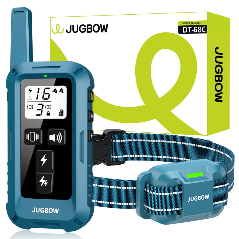 Jugbow Dog Training Collar with Remote, 4200FT Rechargeable E Collar for Small Medium Large Dogs 5-120lbs, IPX8 Waterproof Electric Collar with 4 Training Modes, Security Lock Blue - PawsPlanet Australia