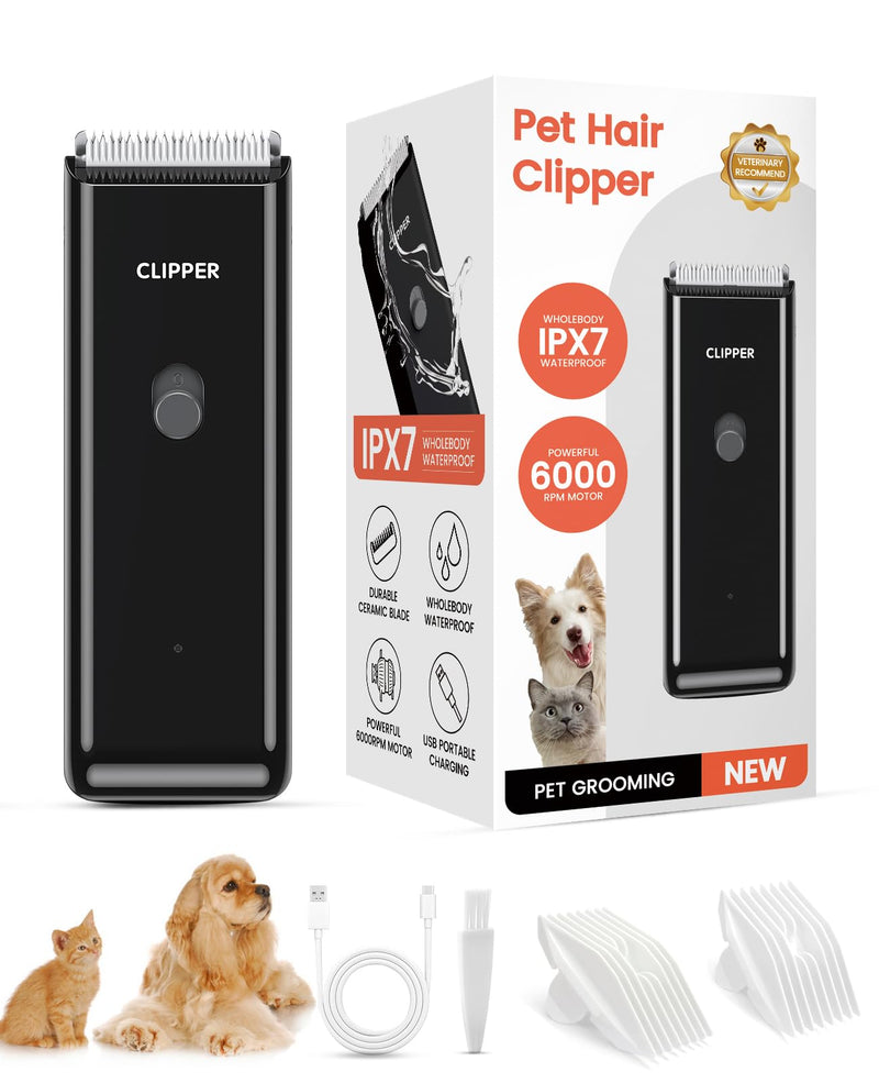 Pet Clippers for Dog Hair Grooming Low Noise, Rechargeable Cordless Cat Shaver with Ceramic Blade,Portable Pet Hair Trimmer for Matted & Long Hair Black - PawsPlanet Australia