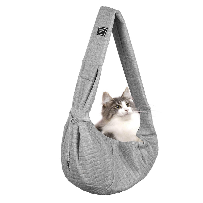 Dog Slings for Small Dogs, Soft Cotton Cat Sling Carrier with Storage Bag, Double-Sided Pet Shoulder Bag for Puppy Kitten, Hands-Free Travel Pet Chest Carrier (Gray) - PawsPlanet Australia