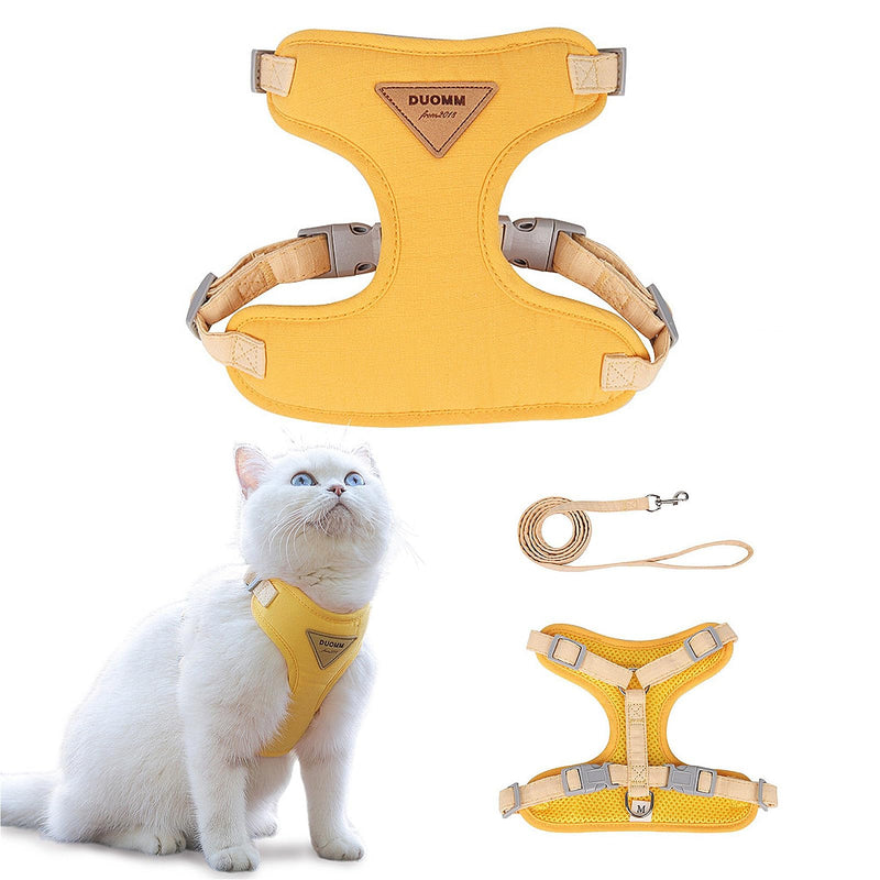 Escape-Proof Cat Harness and Leash Set - Adjustable and Comfortable - Ideal for Walking Cat Outdoors - Fits Small Dogs, Kittens, Medium, and Large Cats (Yellow, XS) Yellow - PawsPlanet Australia