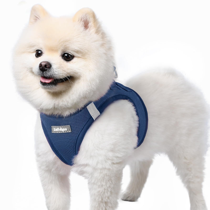 rabbitgoo Small Dog Harness, Step-in Soft Mesh Puppy Vest with Safety Buckle, Breathable Reflective Pet Harness for Small Sized Dogs, Navy Blue S S(Chest:15.1"-16.5") - PawsPlanet Australia