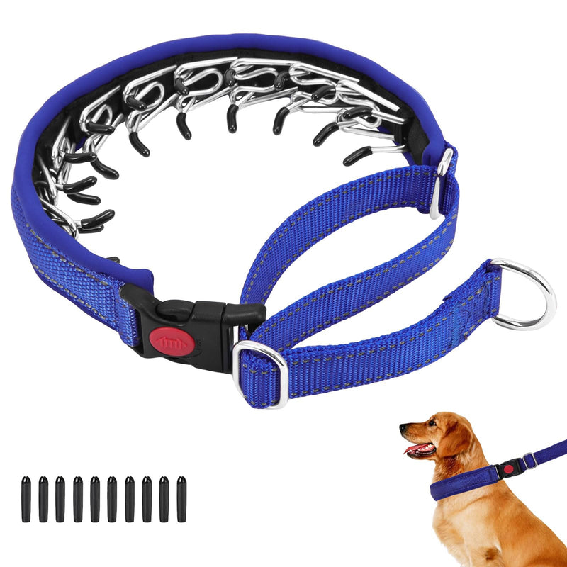 Martingale No Pull Dog Collar for Large Medium Small Dogs, Heavy Duty Nylon Reflective Adjustable Anti Pull Slip Collar with Buckle for Training Walking M Dark Blue M (15"-23" Neck, 1.5" Wide) - PawsPlanet Australia