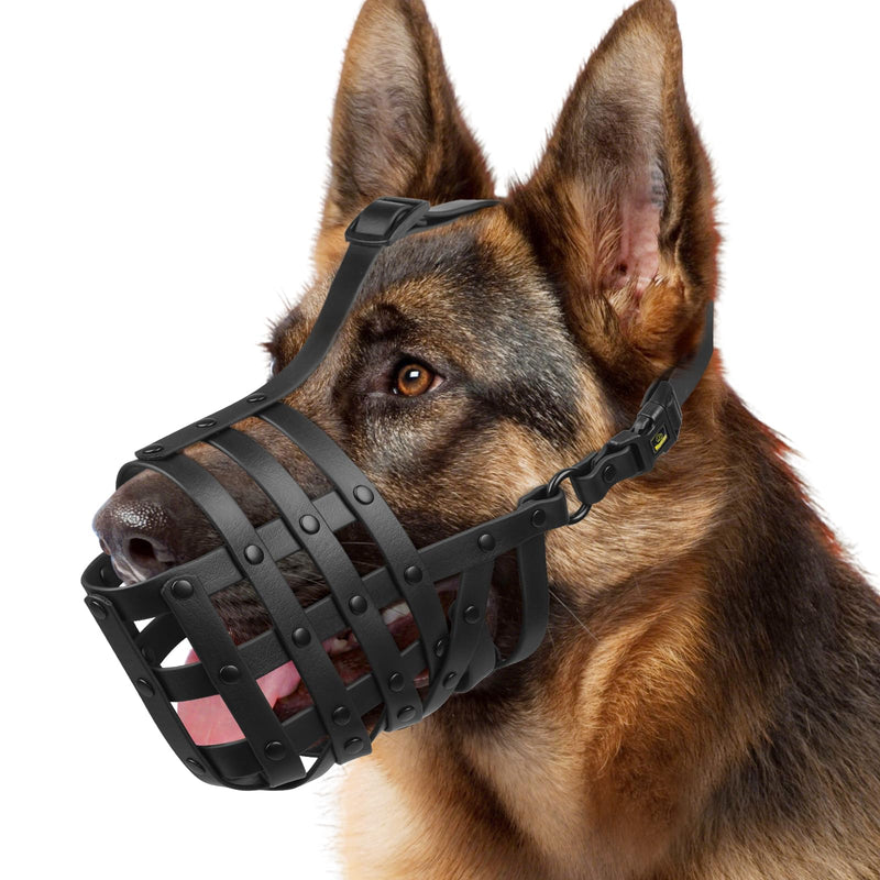 Mayerzon Dog Muzzle for Medium Large Dogs, Humane Basket Muzzle, Soft & Lightweight & Adjustable | Anti Biting Chewing Eating, Suits Training Walks Grooming Vet Visits, Drink & Pant Easily (Black, L) Black L [Snout Cir:11-12.25"] - PawsPlanet Australia