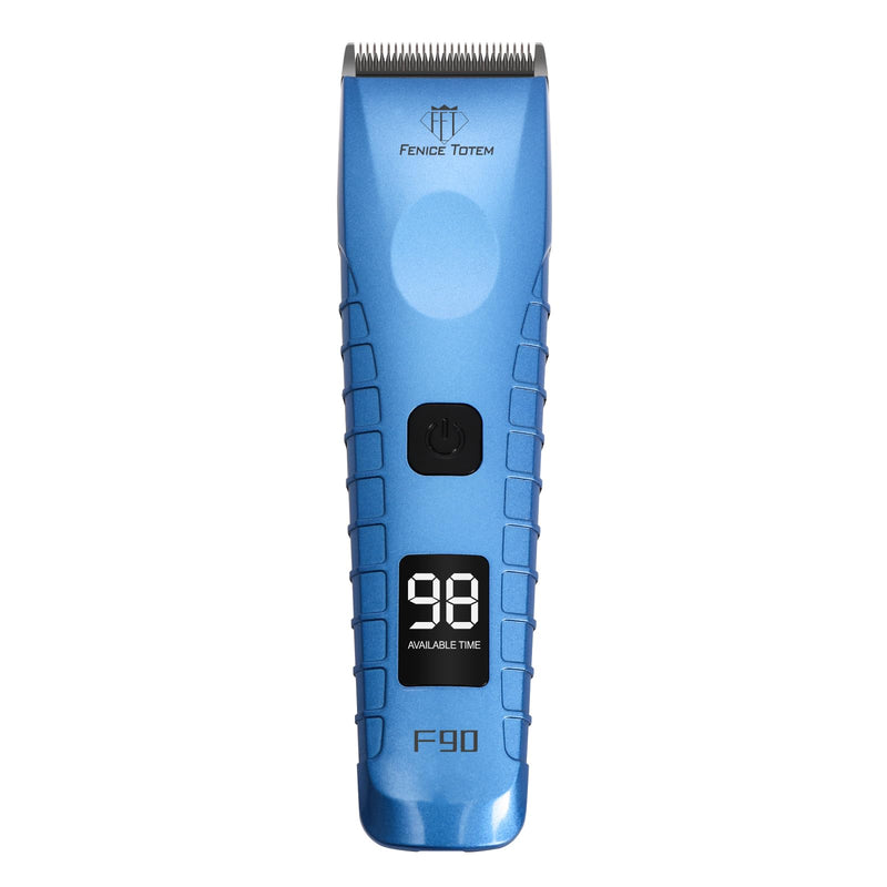 Professional Electric Dog Grooming Clippers, 2600mAh Battery, LCD Display, Type-C Charging, Silver (Blue)
