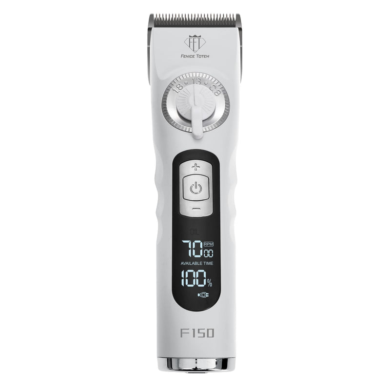 Professional Electric Dog Grooming Clippers, 4000mAh Battery, LCD Display, Type-C Charging, Silver (White)