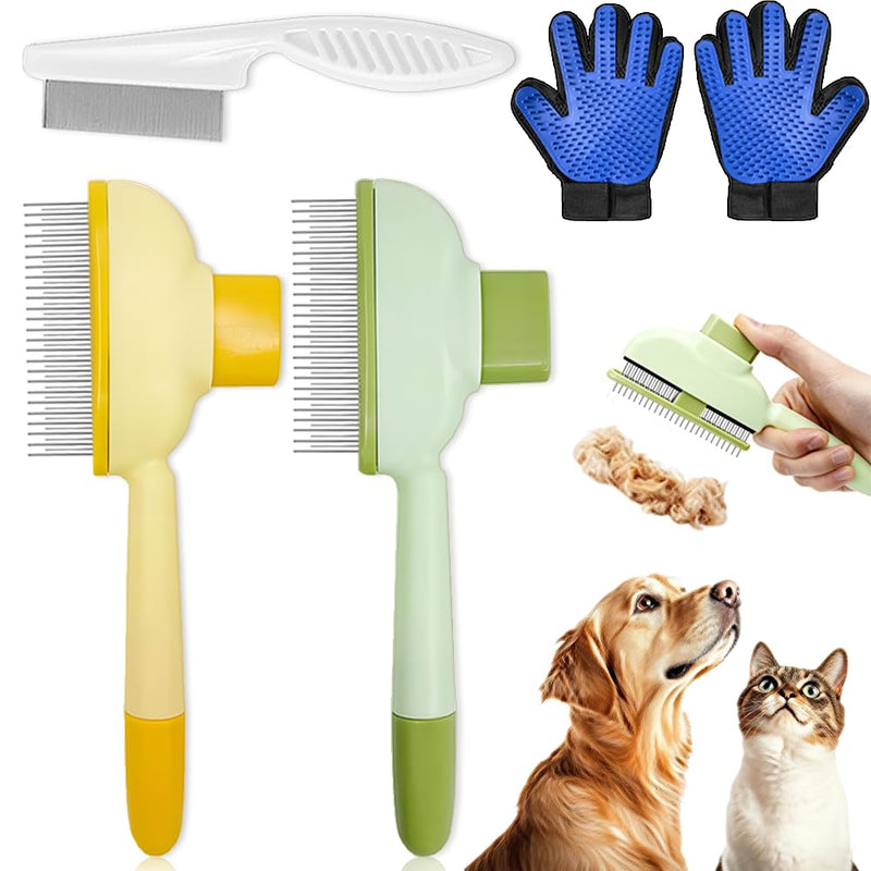 5PCS cat and dog hair removal flea comb set —long and short stainless steel comb teeth designed for removing pet hair and fleas and massaging pets. - PawsPlanet Australia
