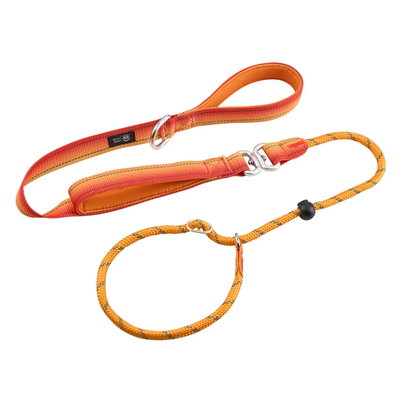 Slip Leads Dog Leash, No Pull Reflective Rope Leash with Double Handle, 360°Swivel Anti-Tangle Heavy Duty Traning Lead for Large Medium Small Dogs,6FT 6FT Orange - PawsPlanet Australia