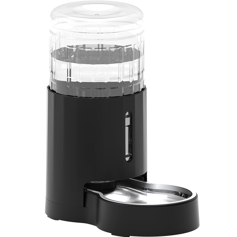 CZPET Automatic 4L/135Oz/1Gal Cat Water Dispenser with Stainless Steel Bowl, Gravity Waterer for Small Medium Dog Puppy Kitten (Black) Black - PawsPlanet Australia