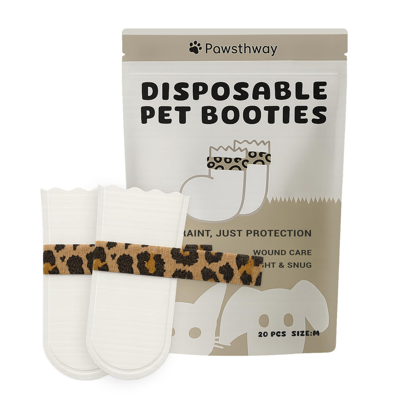 Disposable Dog Booties for Dogs & Cats, Waterproof & Breathable Paw Protectors with Integrated Medical-Grade Self-Adhesive Bandage – Easy On/Off, Prevent Licking & Wound Recovery, 20 Pack (Medium) M (17-33 lbs) - PawsPlanet Australia