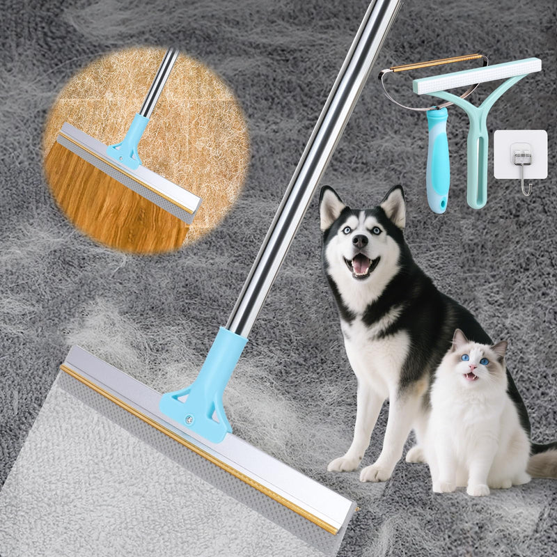 3 Pack Pet Hair Removal Tool, Double Cleaning Carpet Rake for Pet Hair Removal with Lint Remover Brush, 54” Adjustable Dog Cat Pet Hair Removal Broom for Carpets, Car Mat, Couch, Pet Bed, Rugs - PawsPlanet Australia
