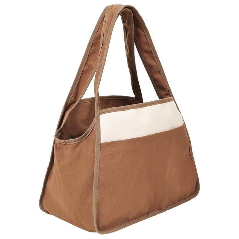 Dog Cat Purse Carrier for Small Pets, Dog Carrier with Secure Harness Clip, Zipper Closure Small Dog Cat Bag Carrier for Pets-Brown, Up to 15 Lbs Brown