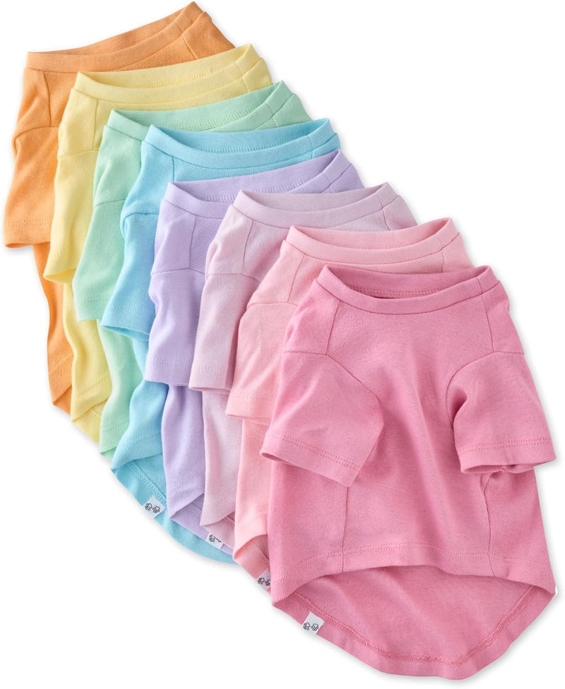 Toby II - The Perfect Tee, 8 Pack Short Sleeve Pet T-Shirt 100% Organic Cotton Tees Clothes for Small, Medium, Large Dogs, Rainbow Pink, Medium Medium (20-45 lbs) - PawsPlanet Australia