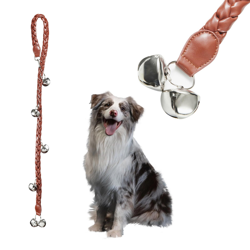 Dog Bells to Go Outside & Puppy Potty Training. Adjustable Dog Door Bell Ring to Go Potty. Handmade with Premium PU Leather. Twisted Style. (Brown) Brown - PawsPlanet Australia