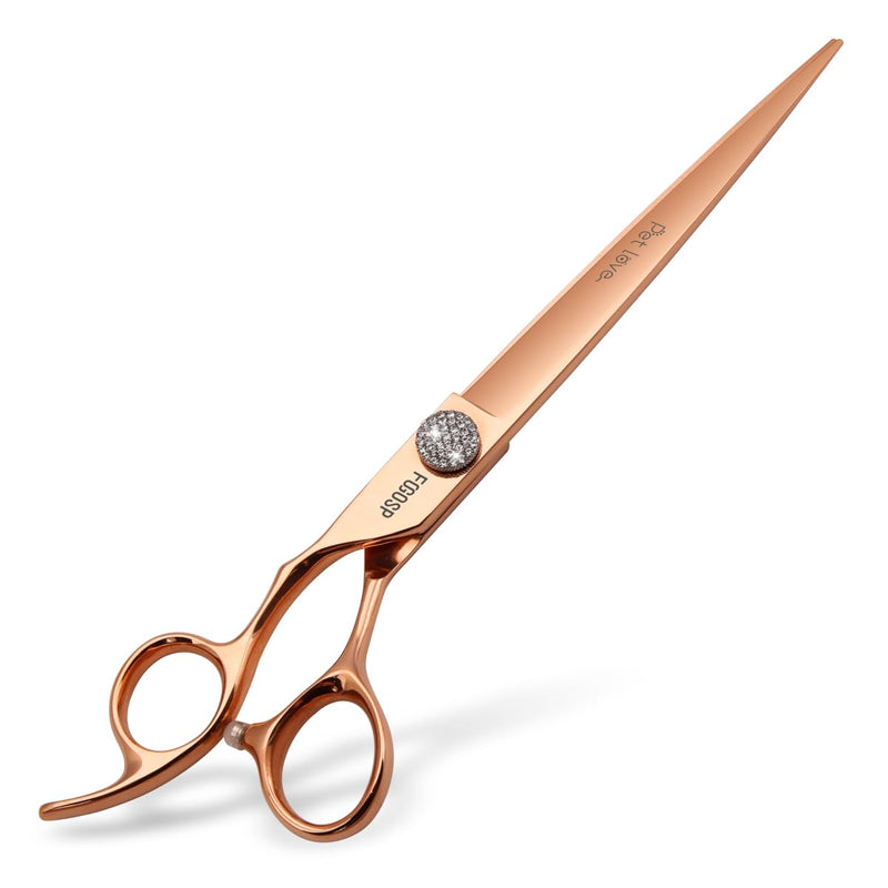 8'' Professional Left Handed Dog Grooming Scissors Straight Long Large Grooming Shears for Dogs Pet Rose Gold Titanium Japan 440C Right Handed Dog Hair Cutting Scissors for Poodle(8,Straight) 8.0‘’ Lefty Straigth 8 inch - PawsPlanet Australia