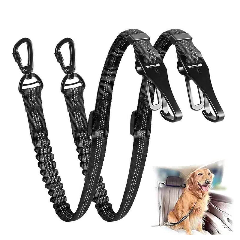 Dog seat Belt for car,2Pack 3-in-1 car Harness for Dogs Safety seat Belt Bungee,Dogs Seats Belt stether with Buckle&Hook Latch,Adjustable Reflective Dog seat Belts with 360° Lockable Buckle(Black) - PawsPlanet Australia