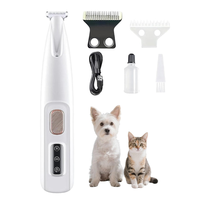 Pet Paw Trimmer, Electric Dog Paw Trimmer Rechargeable Waterproof Dog Grooming Clippers with Led Light, Low Noise Pet Hair Clippers for for Paws Eyes Ears Face Rump - PawsPlanet Australia