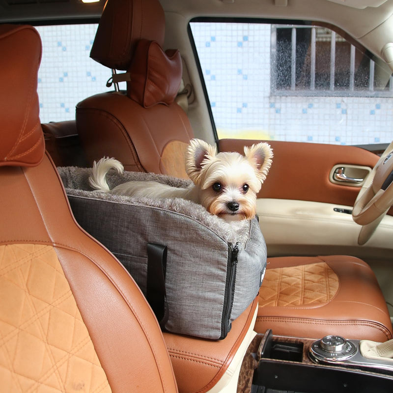Car Seat Booster for Small Dogs and Cats – Portable Pet Travel Bag Under 30lbs, Washable Car Seat with Safety Belt and Storage Pockets (Grey) - PawsPlanet Australia