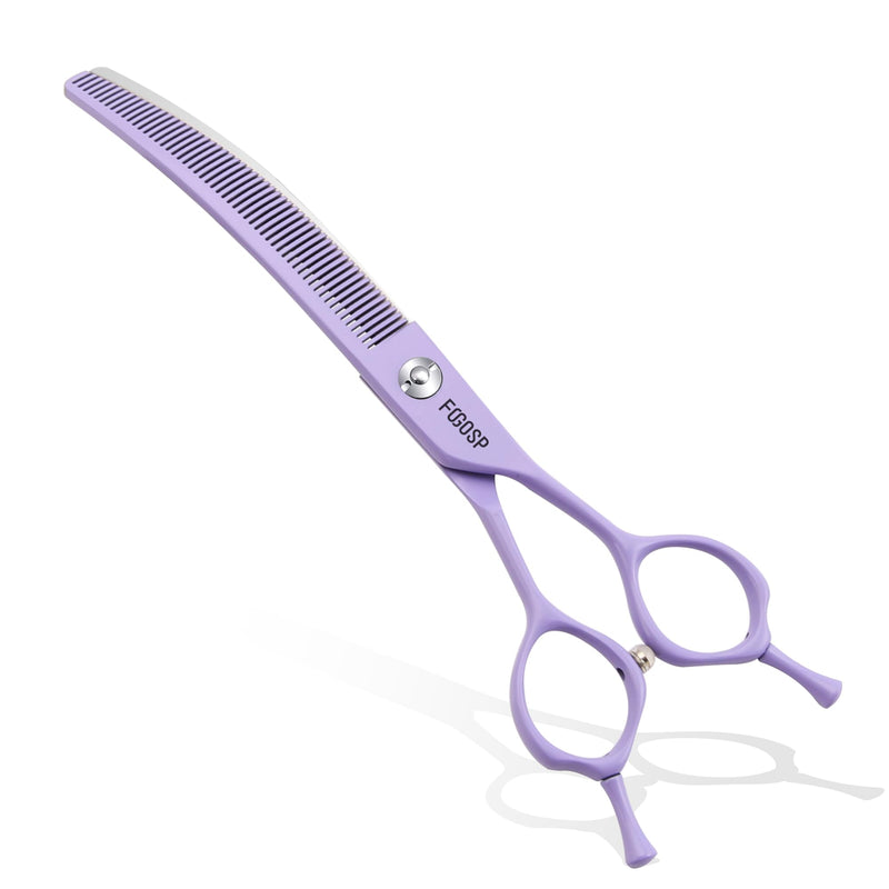 Professional Curved Thinning Shears Dog Grooming Scissors 6.5'' Macarone Series Purple Curve Thinner Scissors for Grooming Small Dogs Pet 48 Teeth Japan 440C(Curved Thinner,6.5) 6.5 in Curved Thinners Macaron Purple - PawsPlanet Australia