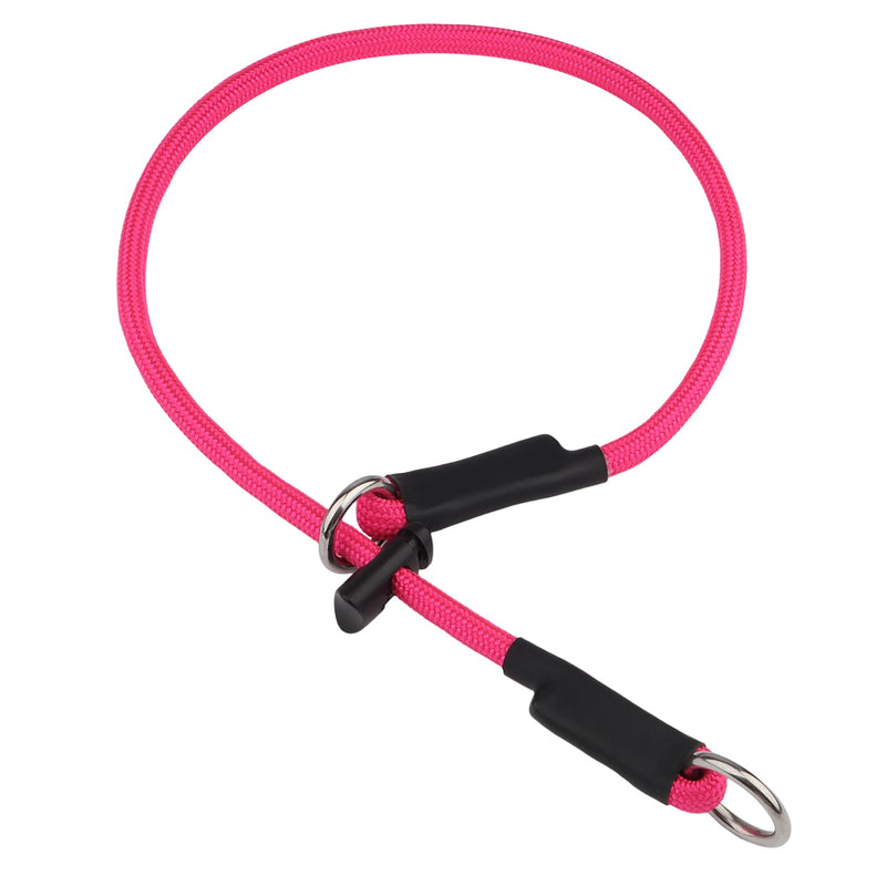 Martingale Dog Collar, 5/16” High-Strength Nylon Rope Slip Collar with Spring-Loaded Adjustable Stopper for Small, Medium & Large Dogs(Pink, 22 inch) Pink 22 inch with 1 stopper