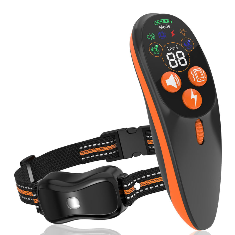 Dog Shock Collar with Remote Control - 4200 FT Remote Control Range, Color Screen Dog Training Collar with 3 Training Modes, Rechargeable Waterproof E-Collar for Dogs Training 15-125LBS Orange-Red 1 Pack - PawsPlanet Australia