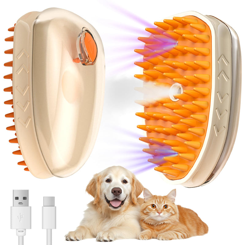 5 in 1 Cat Steam Brush for Shedding with Skin Detection, Rechargeable Pet Spray Hair Removal Comb for Cats Dogs Long Short Haired Pets, Steaming Dog Brush for Shedding Massaging Grooming - PawsPlanet Australia