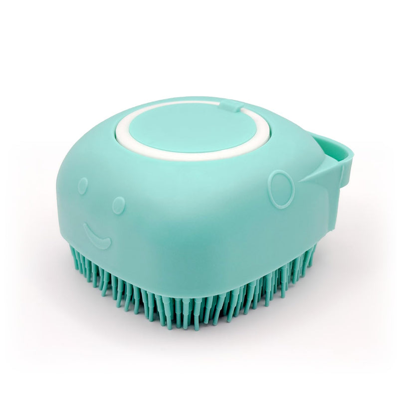 HamInWay Dog Bath Brush, 2-in-1 Dog Grooming Brush with Built-in Shampoo Dispenser, Gentle Silicone Bristles for Bath & Massage, Non-Slip Handle, Easy Clean Design for Dogs, Cats & Small Pets, Blue - PawsPlanet Australia