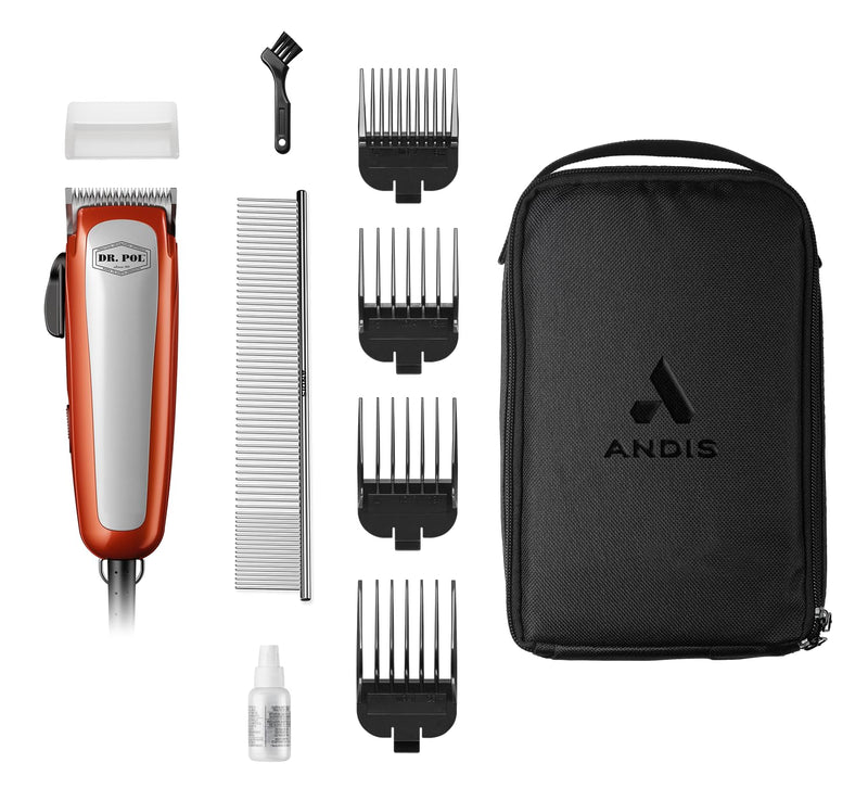 Andis Dr Pol Easy Clip Ultra Adjustable Blade Clipper Kit, Ultimate Grooming Tool for DIY Touch-Ups on Single-Coated Breeds with Thin to Medium Coats, Orange, 561116 - PawsPlanet Australia