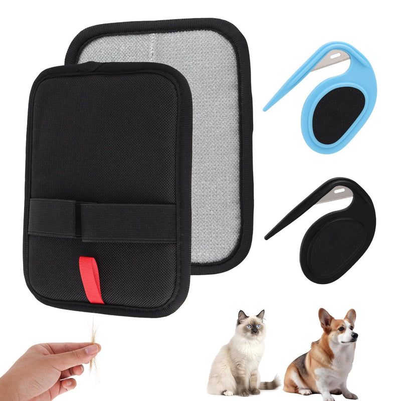 BOXOB 2pcs Electrostatic Pet Hair Remover Mitt, Pet Grooming Comb & Knot Remover Tool Set Cat Hair Cleaning Gloves Reusable Dog Removal Tool for Furniture Carpet and Clothes - PawsPlanet Australia